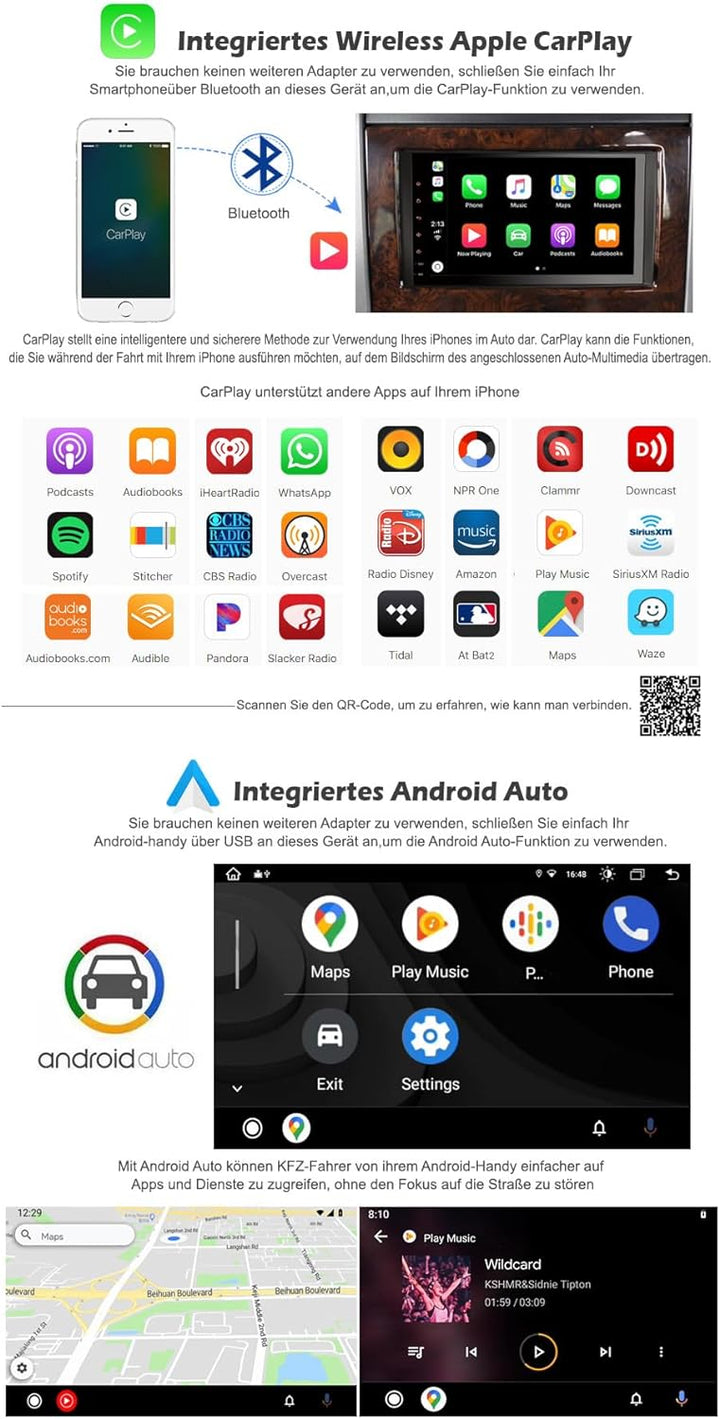 Erisin 7 Zoll 8-Kern Android 12 Autoradio mit GPS für Toyota AURIS Unterstützt Kabellos CarPlay Andr