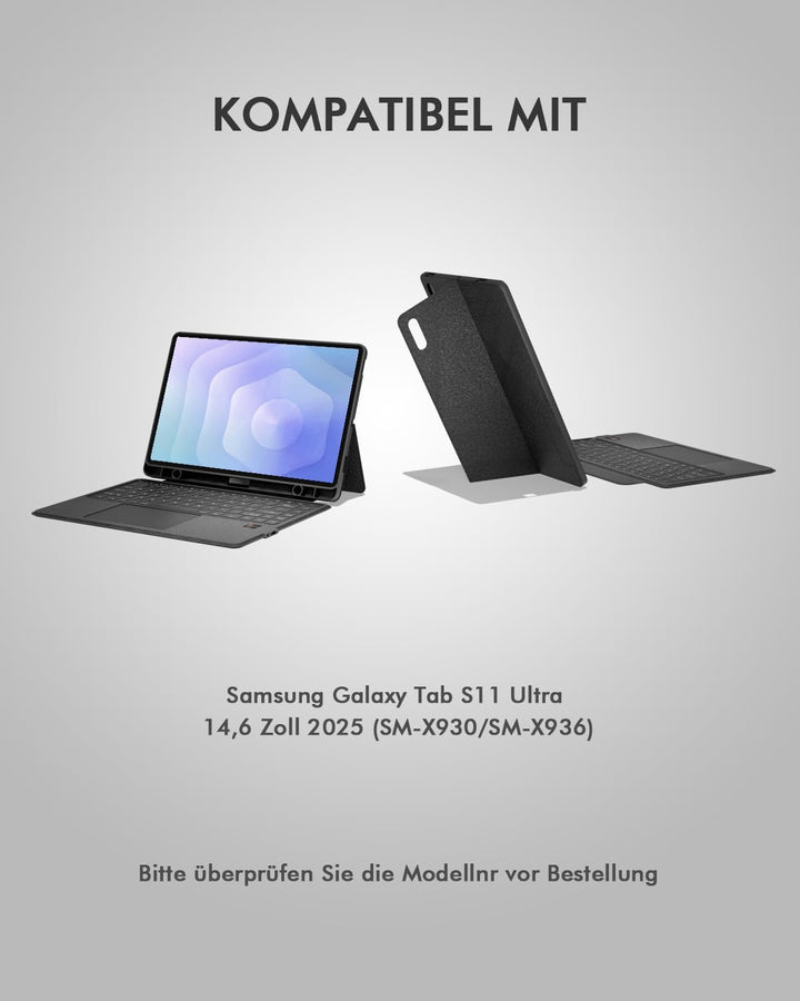 Doohoeek Tastatur Hülle mit LCD-Display für Samsung Galaxy Tab S11 Ultra 14,6 Zoll 2025, Abnehmbare