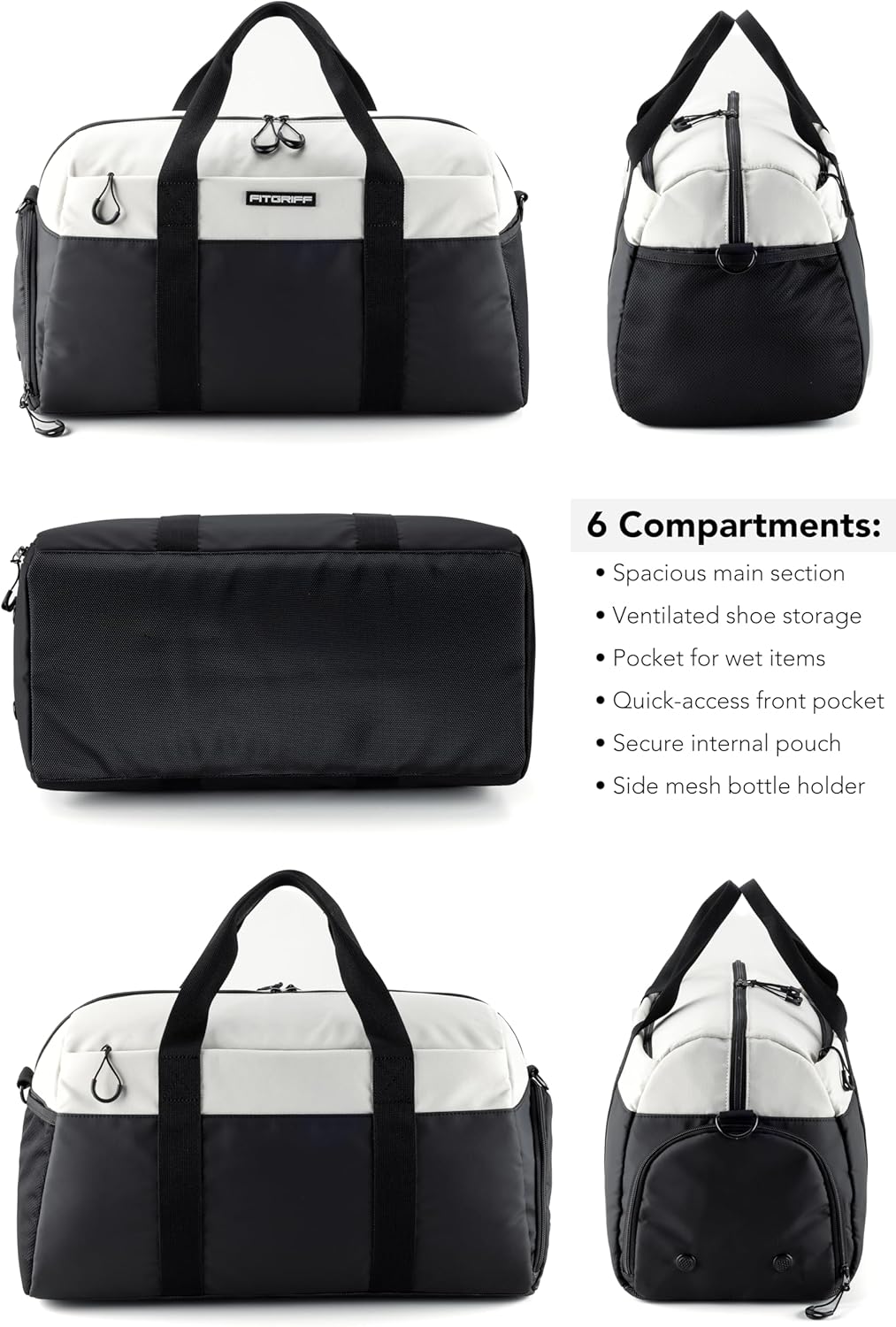 Fitgriff® Sporttasche & Reisetasche V2 für Damen und Herren - mit Schuhfach & Nassfach - Tasche für