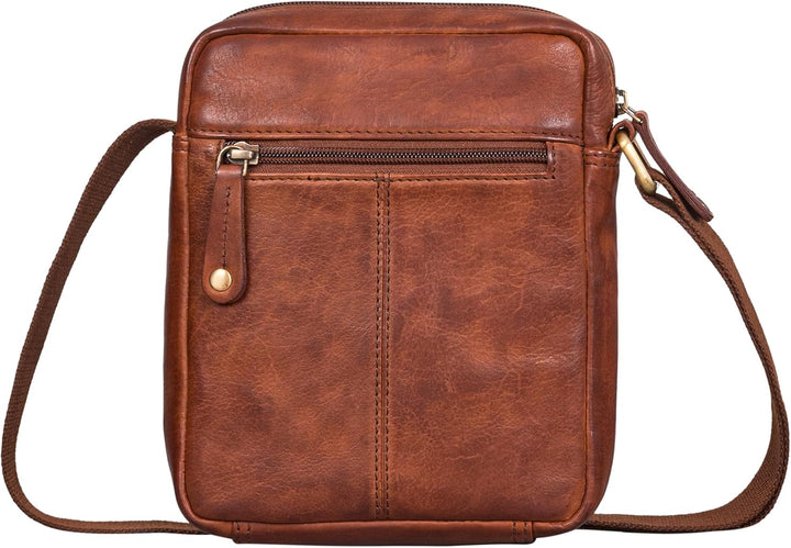 STILORD 'Brandon' Herrentasche Leder Braun Umhängetasche klein Schultertasche Männer 7 Zoll Tablet H