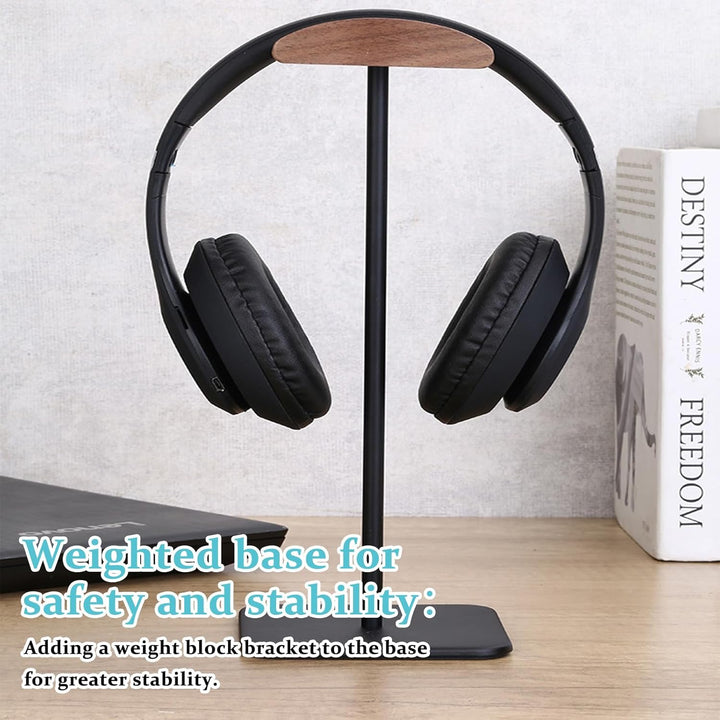 Vegena Kopfhörer Ständer,Walnussholz & Aluminium Headset-Ständer,Gaming Kopfhörer Halter Mit Schwer,