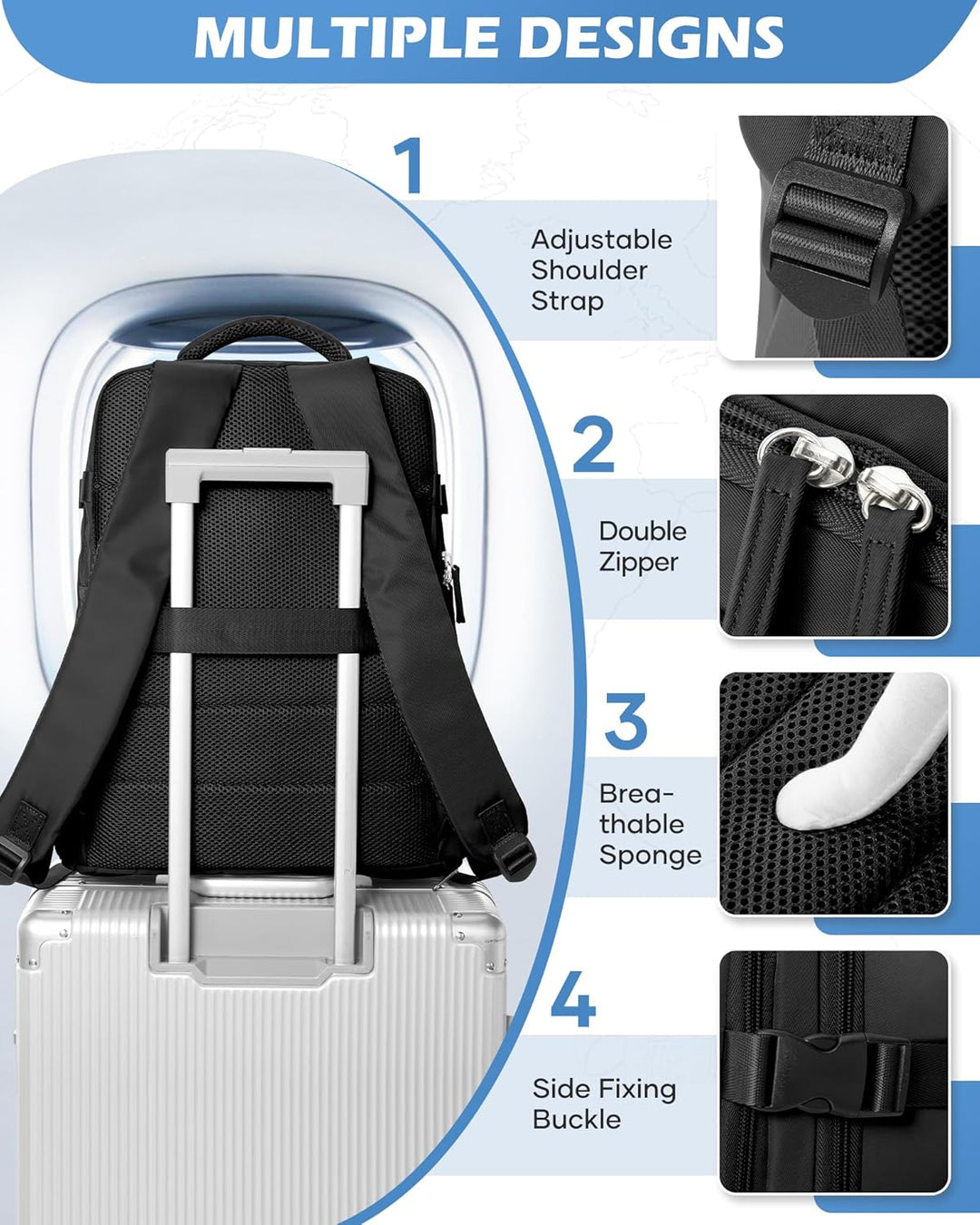 BJLFS Vakuum Rucksack Handgepäck Ryanair Gross Reiserucksack Handgepäck Flugzeug,Airbag Rucksack mit