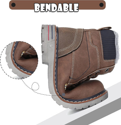 Mishansha Kinder Schnürstiefel Warme Gefüttert Winterschuhe für Jungen Mädchen Gr.24-38 24 EU Braun,