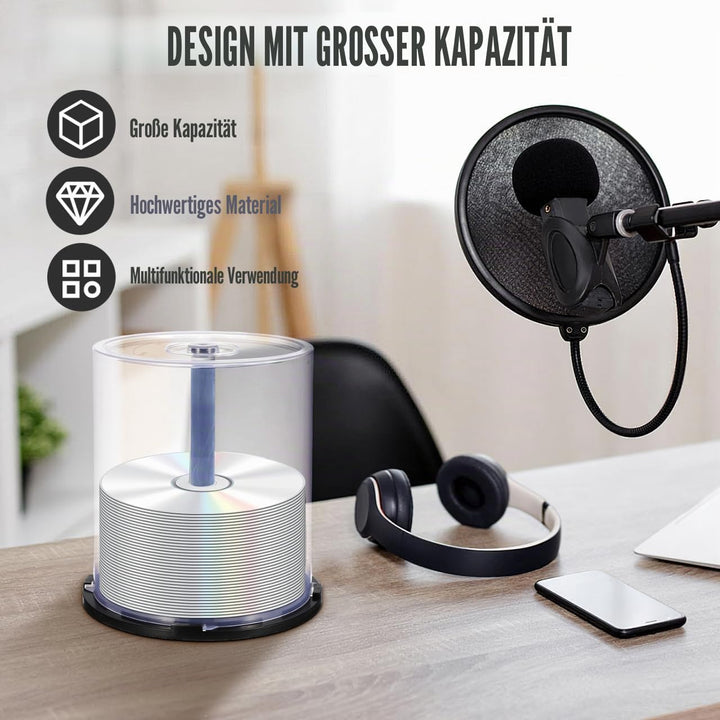 Cabilock 4 stücke Dvd Aufbewahrungseimer Klare Kunststoffbehälter Für 100 Dvds Platzsparender Organi