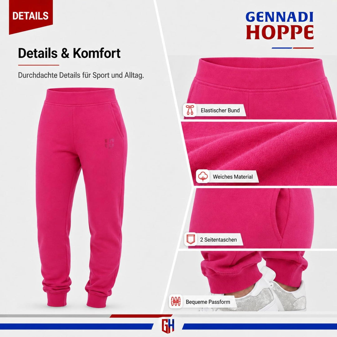Gennadi Hoppe Damen Jogginghose Trainingshose Sweat Pants Sporthose Fitness Hose XS Purpur-pink, XS