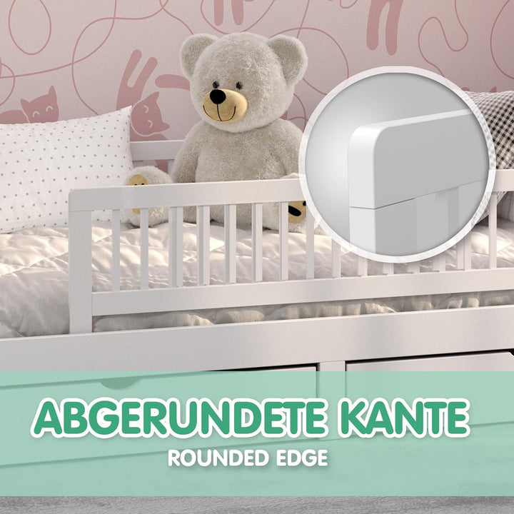 CADANI Kinder Bettgitter Baby Bettschutzgitter klappbarer Rausfallschutz aus Massivholz für Elternbe