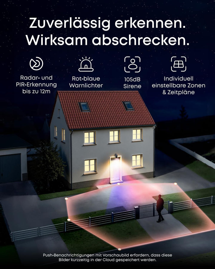 eufy Security eufyCam S4, kabellose Solar‑Outdoor‑Überwachungskamera, 3‑Linsen Bullet‑PTZ‑Kamera, 4K