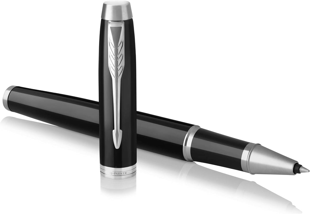 Parker IM Tintenroller | schwarze Lackierung mit Chromzierteilen | feine Spitze | Schwarz | Geschenk