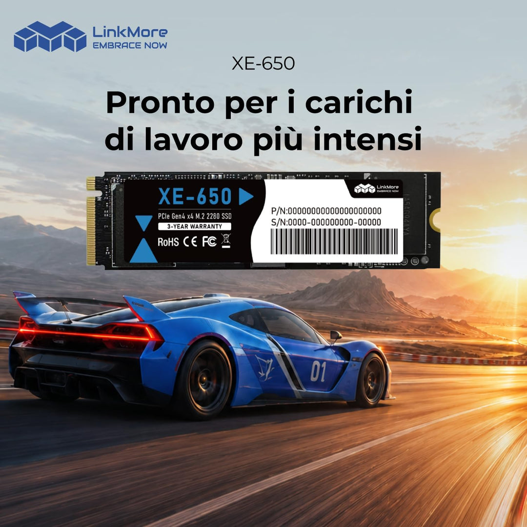 LinkMore XE-650 1TB NVMe SSD PCIe 4.0 M.2 2280 Interne SSD, Lesen bis zu 7200 MB/s, Schreiben bis zu