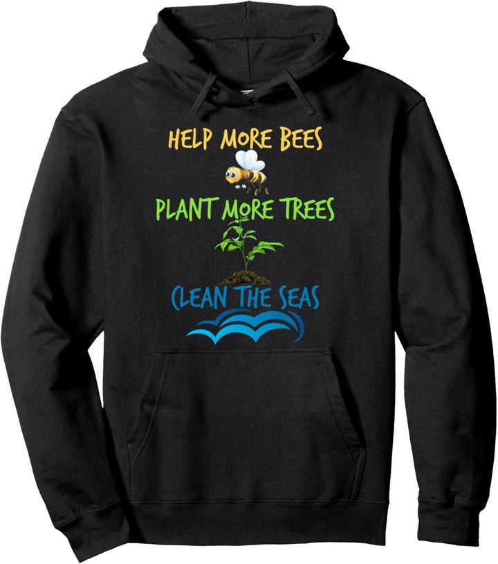 Helfen Sie Mehr Bienen Bei Der Baumpflanzung Sauberer Meere Pullover Hoodie