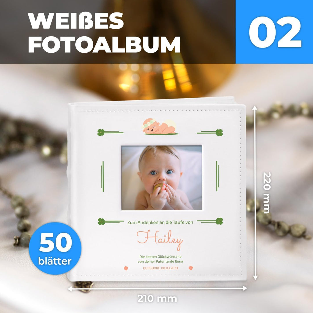 Maverton Einsteckalbum + mit Aufdruck - für 200 Fotos 10x15-100 weisse Seiten - Grösse 21x22cm - Wei