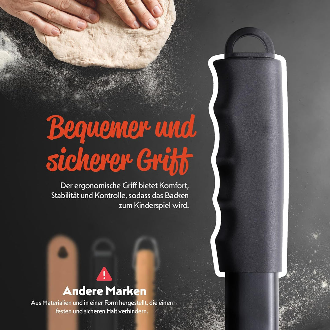 Pizza Lover® hochwertiger Pizzaschieber perforiert 35 x 35 cm Pizzaschaufel aus harteloxiertem Alumi
