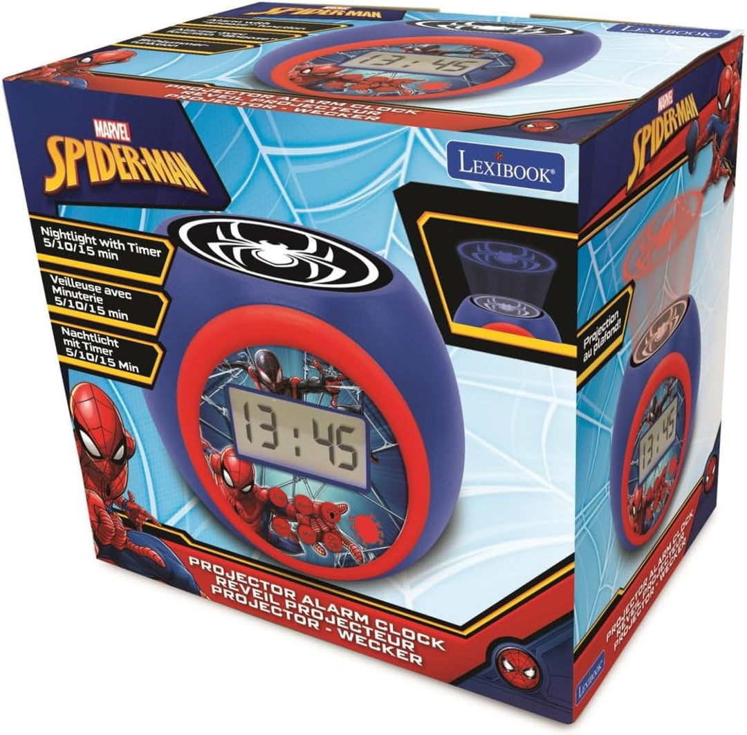 Lexibook - Marvel Spider-Man Projector-Wecker mit Schlummerfunktion und Weckfunktion, Nachtlicht mit