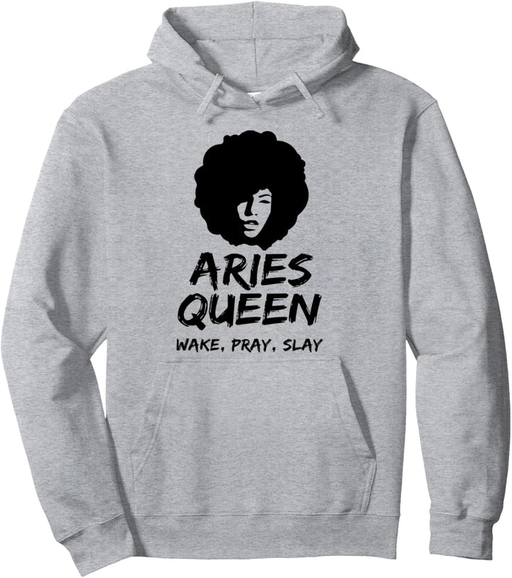 Aries Queen Tierkreis Geschenk Wake Pray Slay für Frauen Pullover Hoodie