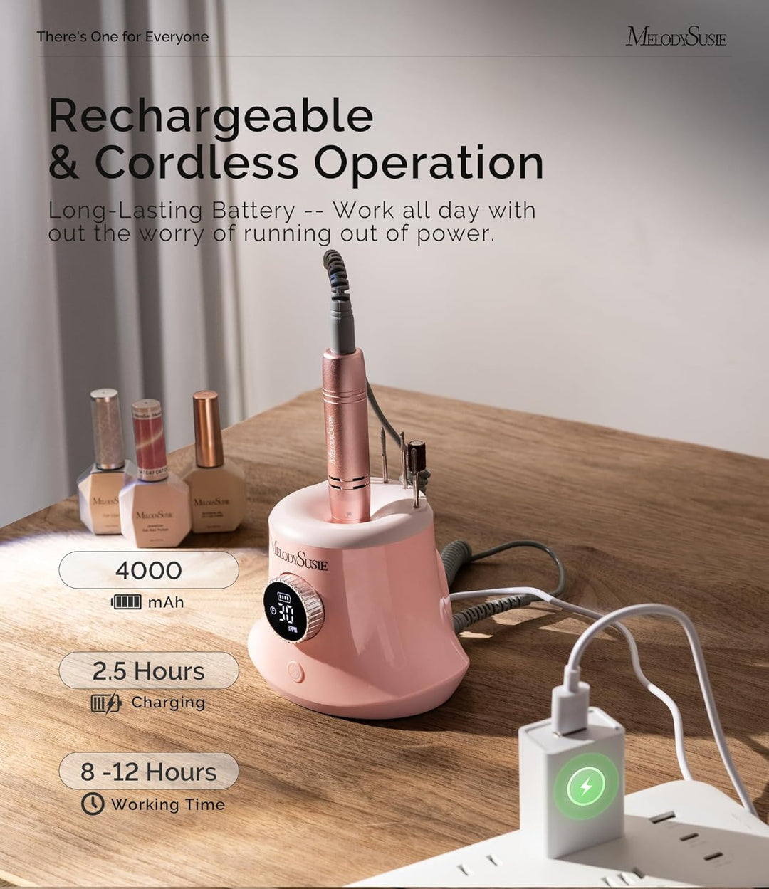 MelodySusie Elektrischer Nagelfräser, SC320G 30000U/MIN Professionelles Nagelfeilen-Bit & Schleifbän