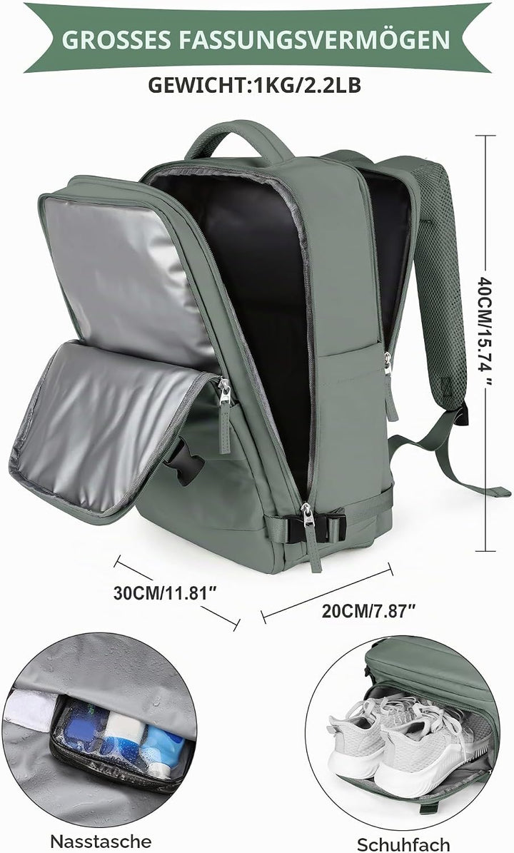 SZLX Grosser Reiserucksack Damen,Vakuum Rucksack mit Pumpe Ryanair Handgepäck 40x30x20 Herren, Wizza