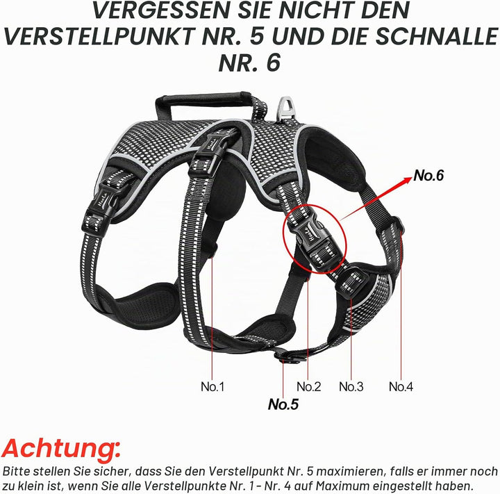 HEELE Hundegeschirr, Ausbruchsicher, Schnalle im Halsbereich, Reflektierend, Brustgeschirr mit Robus