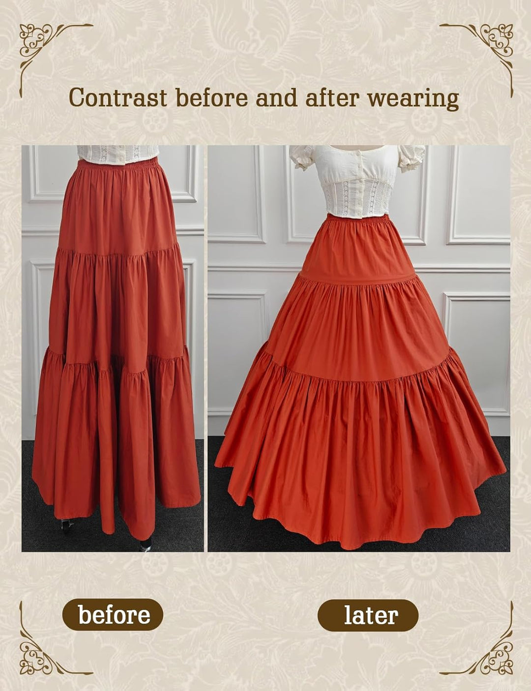 BEAUTELICATE Petticoat Reifrock 100% Baumwolle Unterröcke Lang Vintage Für Damen Brautkleid Hochzeit