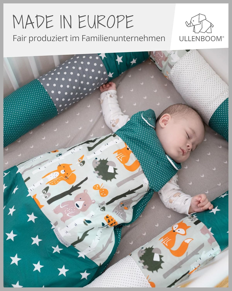 ULLENBOOM Sommerschlafsack Baby Waldtiere Petrol (Made in EU) - Aus OEKO-TEX Materialien - 0,5 TOG,