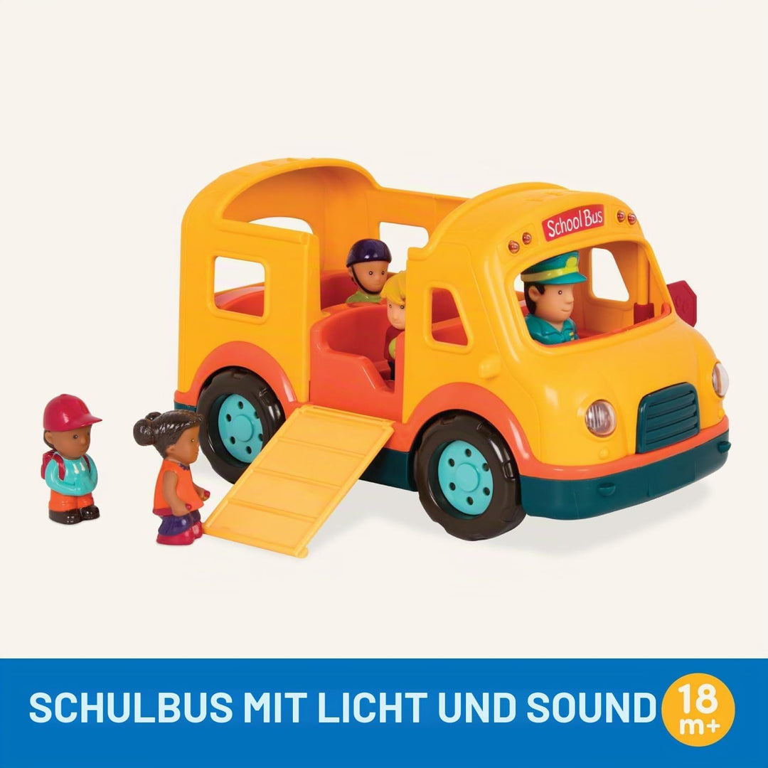 Battat – Licht & Geräusche Schulbus – Gelber leuchtender Schulbus – 5 Spielzeugfiguren – Realistisch