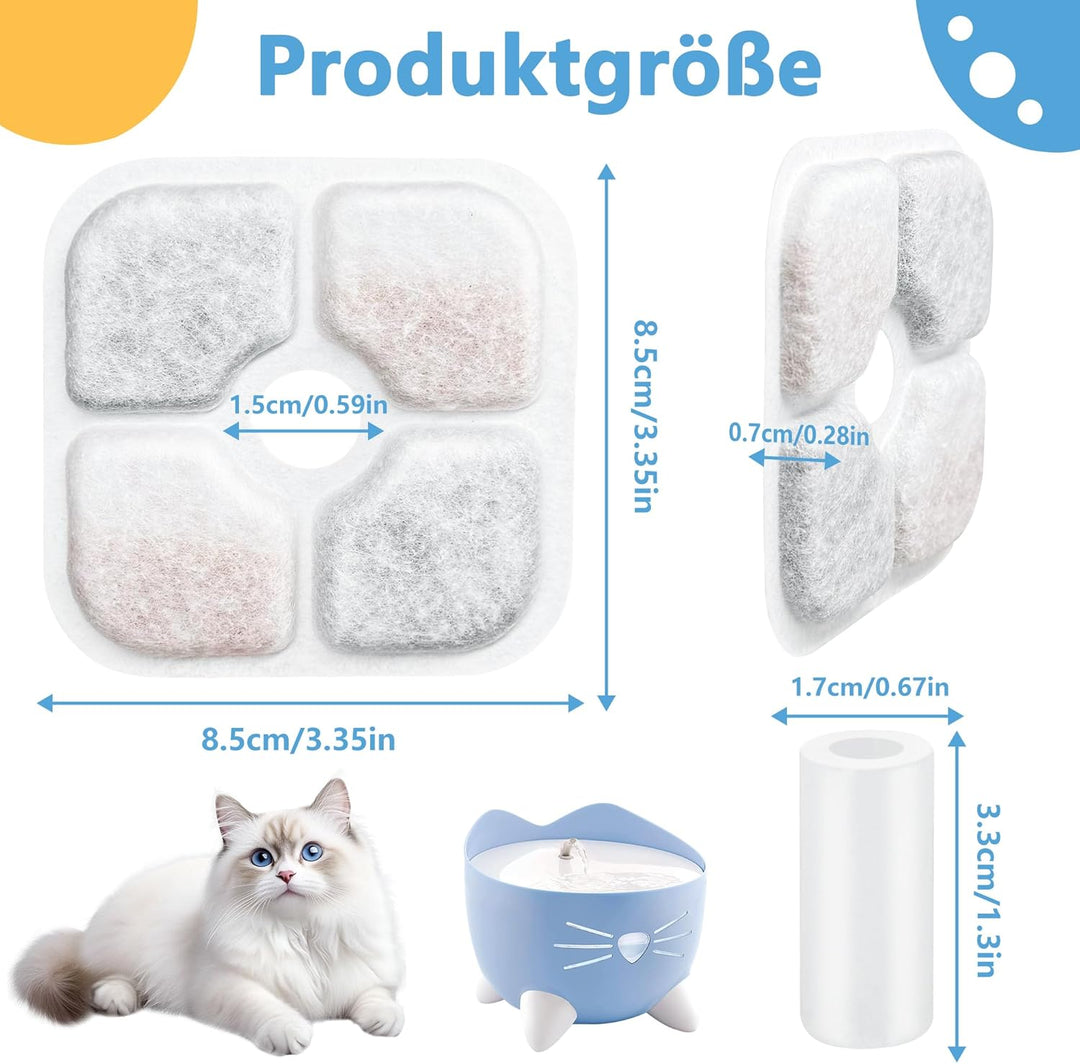 24 Stück Katzenbrunnen Filter für Catit Pixi Trinkbrunnen, Ersatzfilter mit Dreifachem Filtersystem,