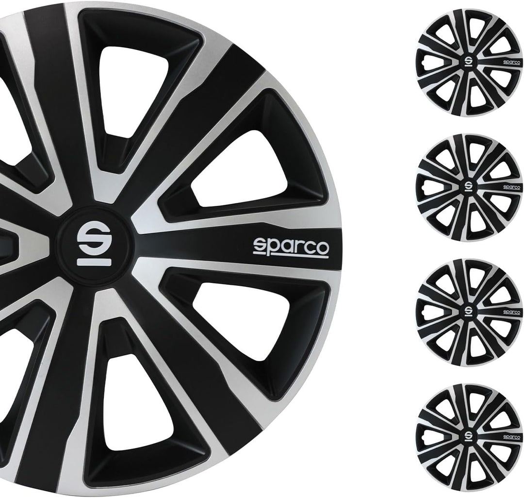 Sparco Radzierblenden Palermo - 14-Zoll - Silber/Schwarz - Satz mit 4 Stück