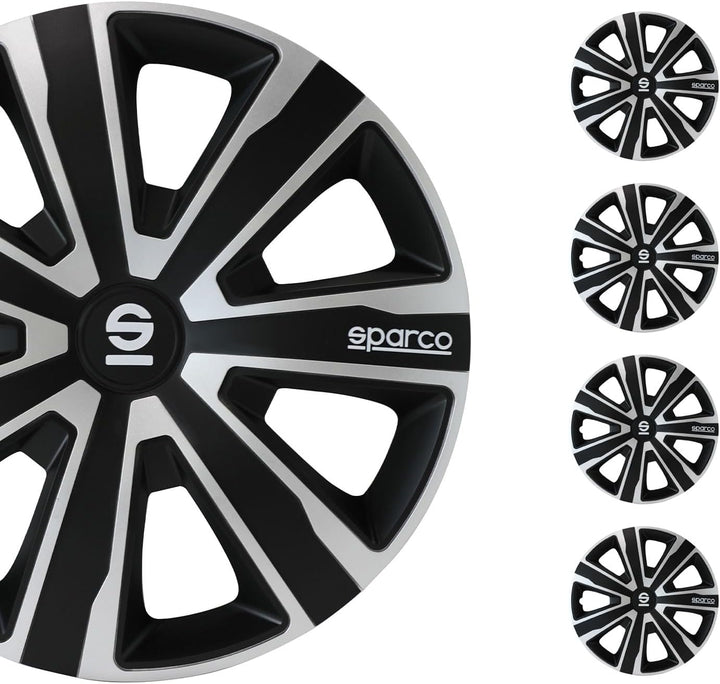 Sparco Radzierblenden Palermo - 14-Zoll - Silber/Schwarz - Satz mit 4 Stück
