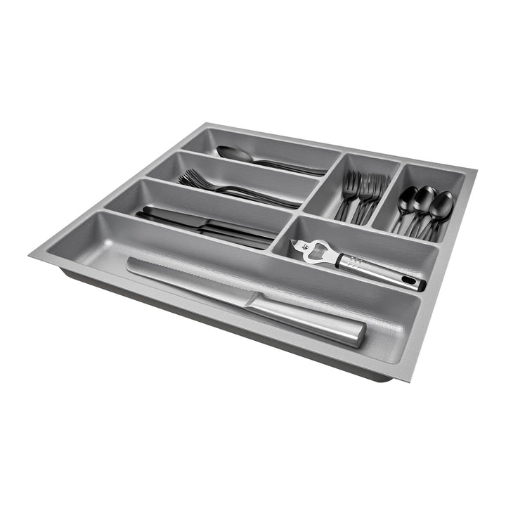 SO-BOX 2 Besteckkasten Breite 40,9 cm, Tiefe 46,2 cm mit silbergrauer Kanvas-Struktur für Schubladen