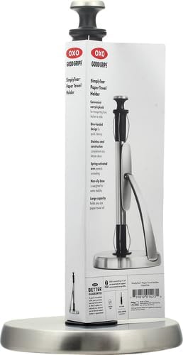 OXO Good Grips SimplyTear Standing Paper Towel Holder, Brushed Stainless Steel Good Grips Simply Tea