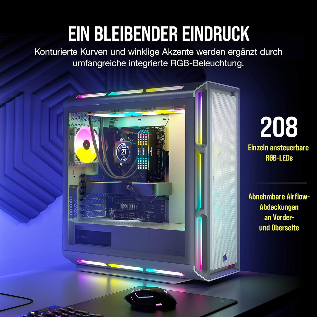 Corsair iCUE 5000T RGB Mid-Tower-ATX-PC-Gehäuse - 208 ansteuerbare RGB-LEDs - Platz für mehrere 360-