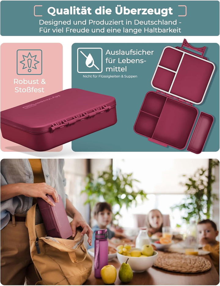 My Vesperbox® Brotdose für Kinder mit Fächern Liv [MADE IN GERMANY] - Lunchbox mit Trennfächern - Be