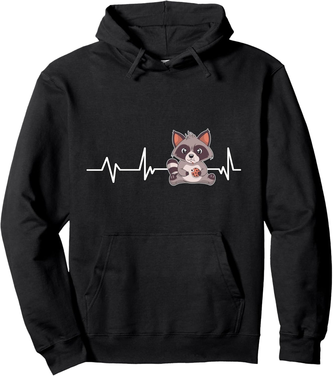 Keks Waschbär Herzschlag Geschenk Waschbär Pullover Hoodie