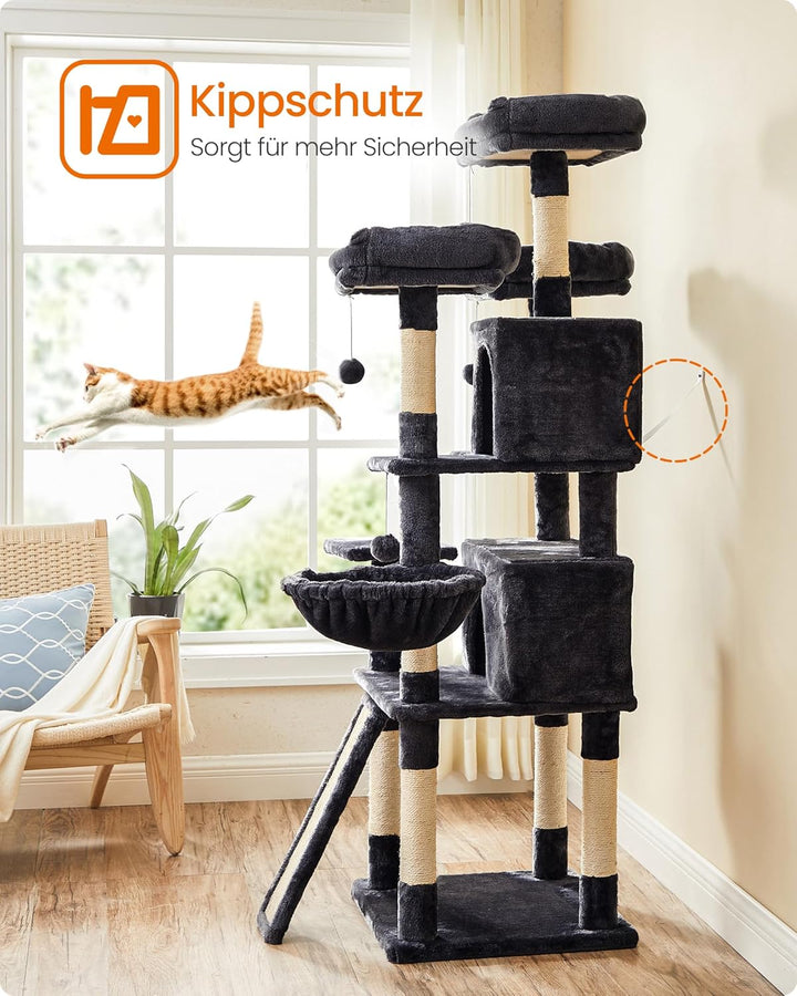 Feandrea Kratzbaum, XXL Katzenbaum, 169 cm, rauchgrau PCT019G01 Rauchgrau 54L x 49B x 169H cm, Rauch