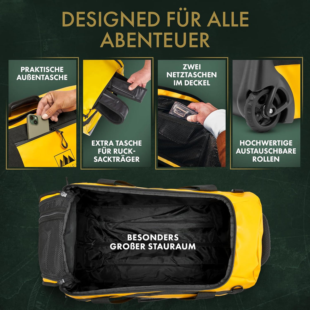 BEN NEVIS Reisetasche mit Rollen – 3in1 Tasche, Trolley + Rucksack [Mittel 60L - 3,2kg] Travel Reise