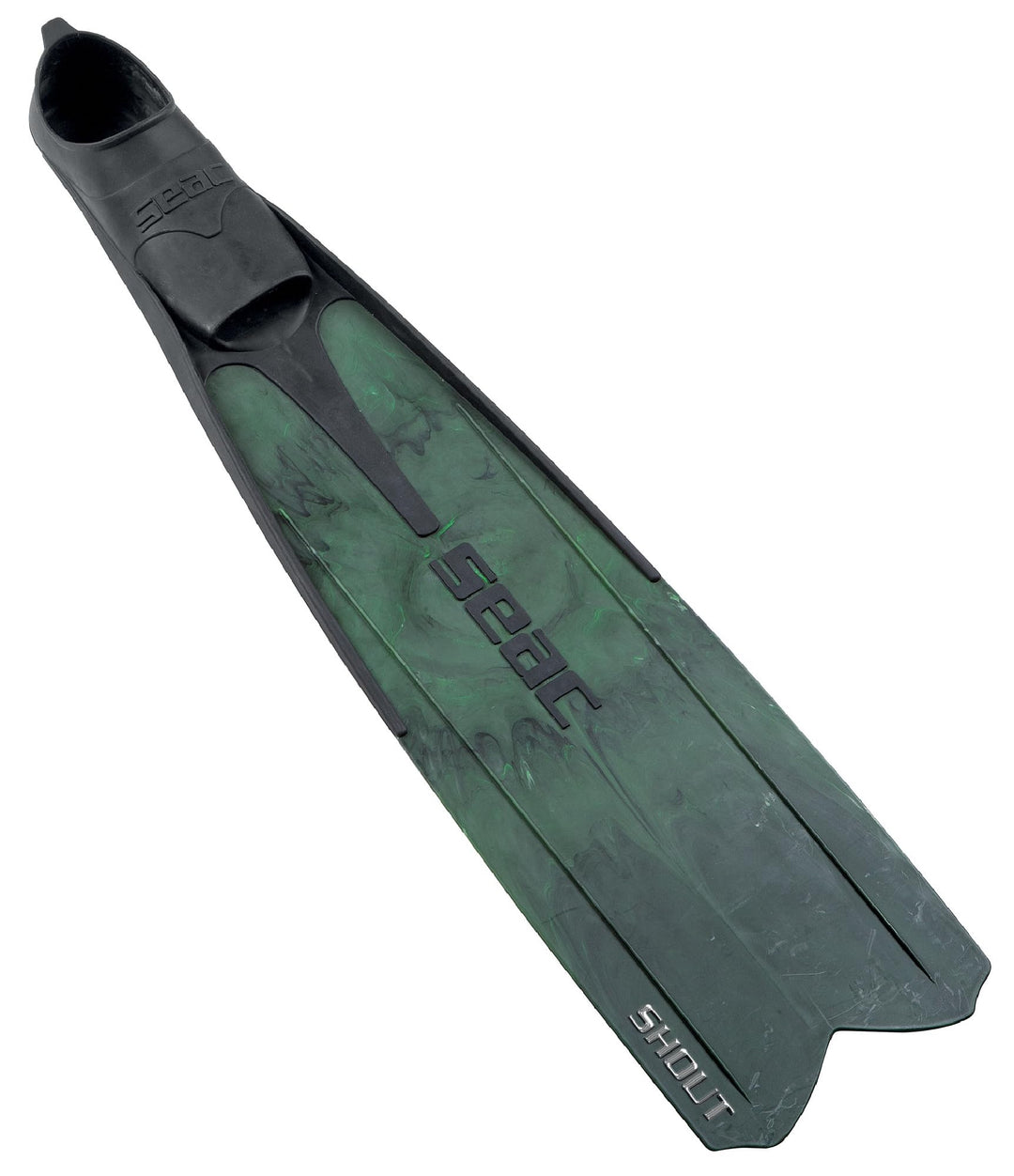 Seac Unisex-Adult Shout Lange Fussteilflossen für die Unterwasserjagd und zum Freitauchen Grün 47/48