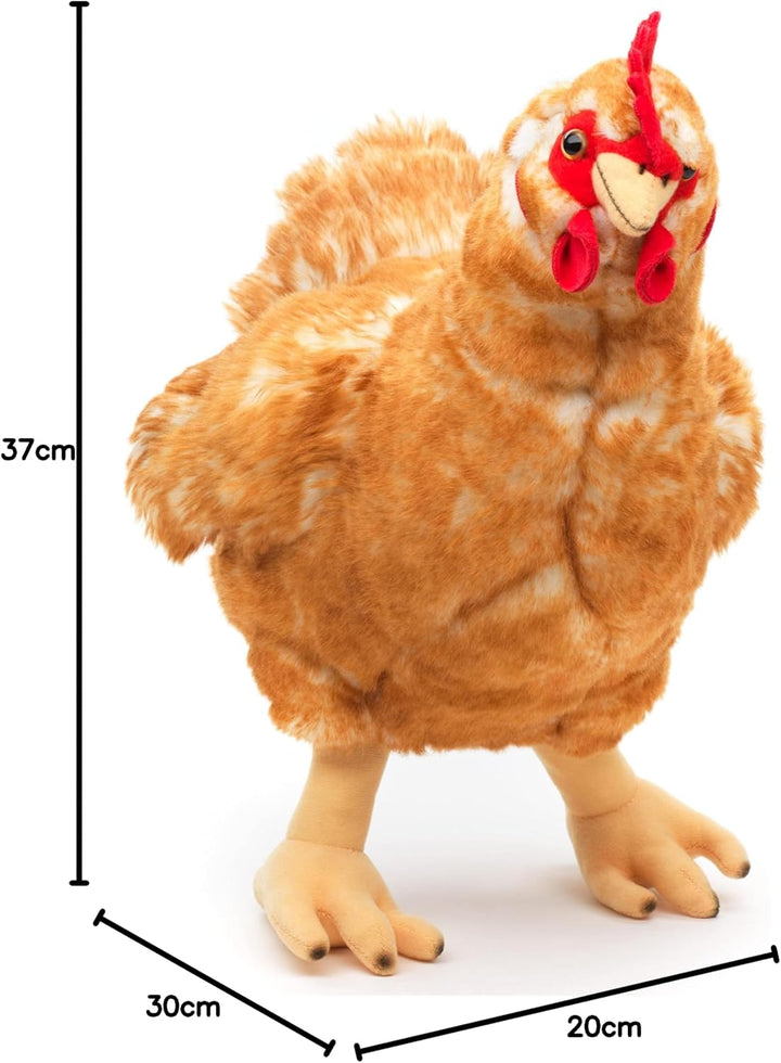 Uni-Toys - Henne braun, mit Ei - 37 cm (Höhe) - Plüsch-Huhn, Vogel - Plüschtier, Kuscheltier, (BH-13