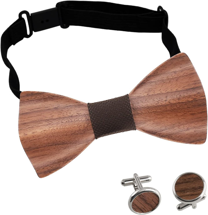 Mr.Van Hölz Fliege Herren Klassische, Holzfliege Set Handgearbeitete Natürliche Hölzerne Krawatte fü