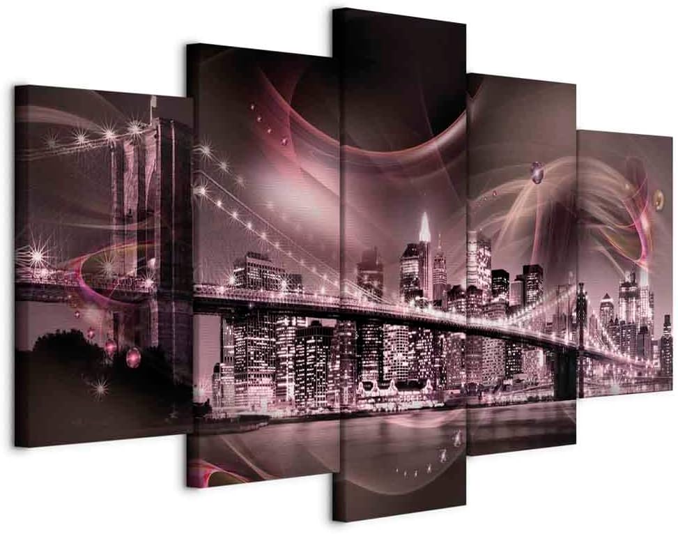 murando - Wandbilder XXL New York 100x50cm 5 tlg - Wand Deko Leinwand Bilder Gross Wanddeko Wohnzimm