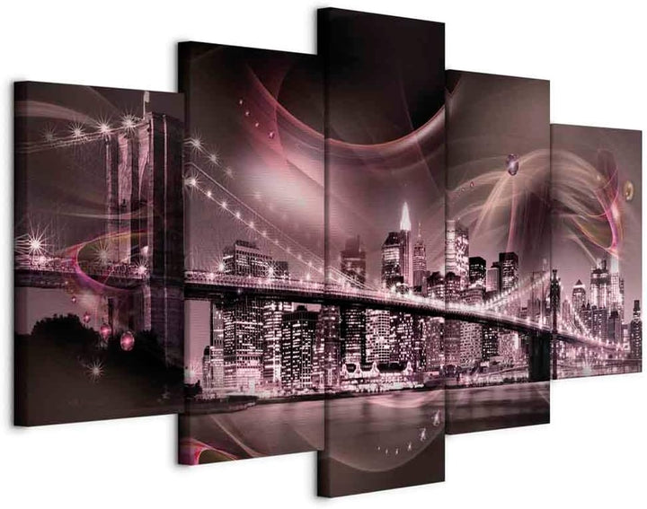 murando - Wandbilder XXL New York 100x50cm 5 tlg - Wand Deko Leinwand Bilder Gross Wanddeko Wohnzimm