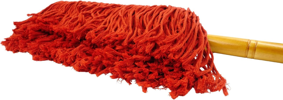 Car Duster California Style – Rot, 62cm, Baumwolle, Holzgriff, Waschbarer Reinigungskopf
