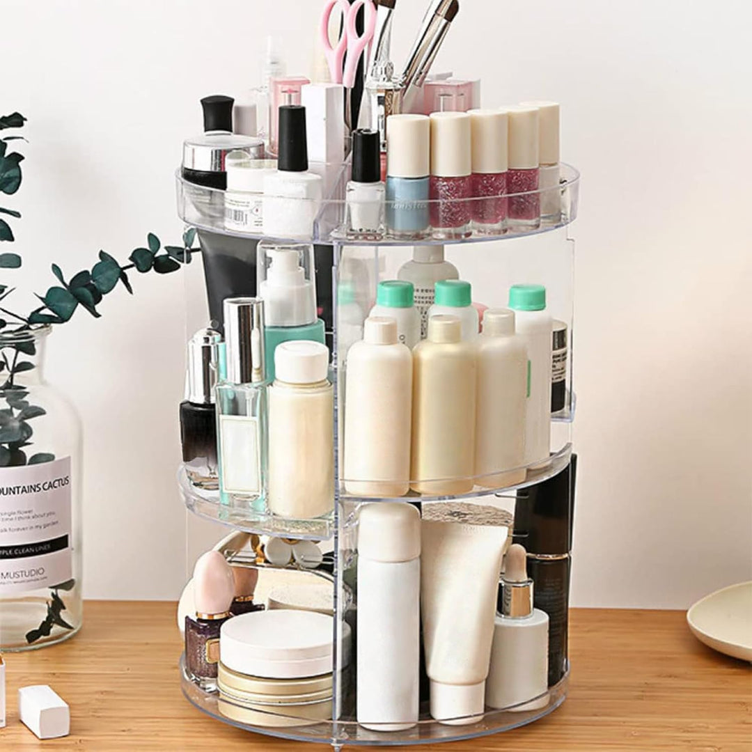 SUNFICON Rotating Makeup Organiser, Crystal Clear Transparent, Transparent