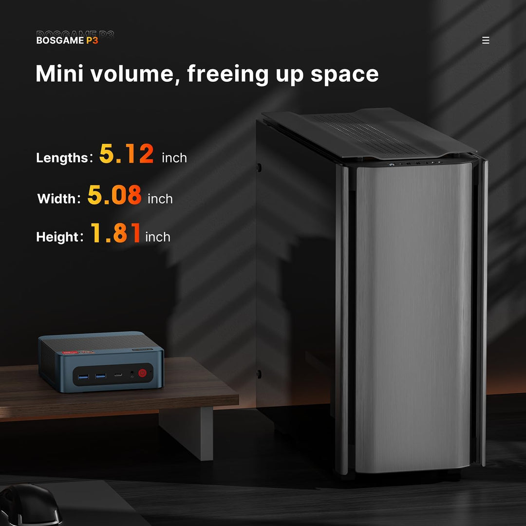 BOSGAME P3 Lite Mini-PC, AMD Ryzen 7 6800H Prozessor bis zu 4.7 GHz, Windows 11 Pro Mini-Computer, 2