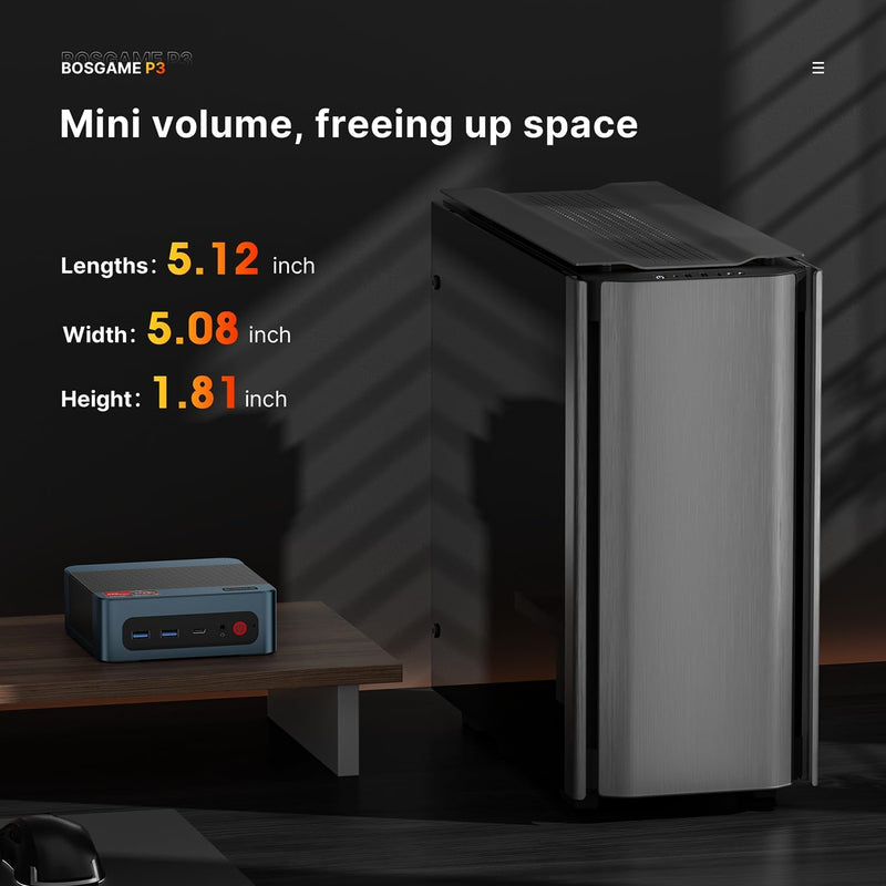 BOSGAME P3 Lite Mini-PC, AMD Ryzen 7 6800H Prozessor bis zu 4.7 GHz, Windows 11 Pro Mini-Computer, 2