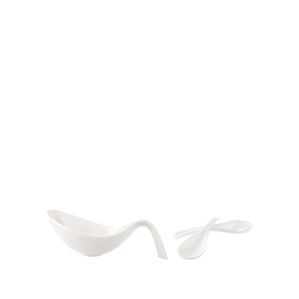 Villeroy und Boch Flow Salat-Set, 3-teilig, Premium Porzellan, Weiss