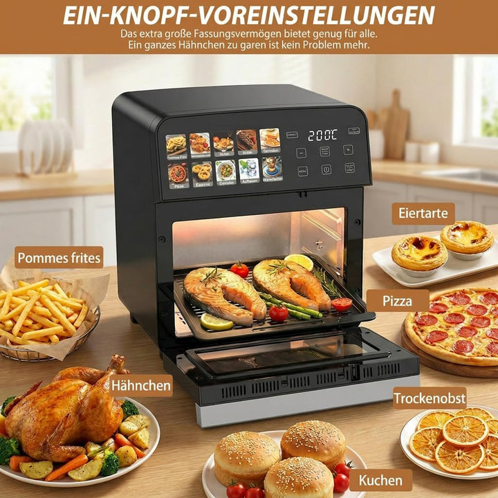 Heissluftfritteuse 10L, Fettfreie Fritteuse mit grosser Kapazität 1800W