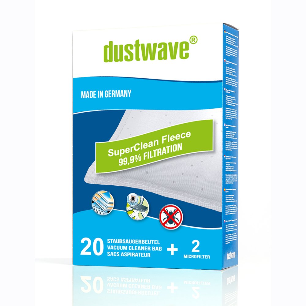 Megapack - 20 Staubsaugerbeutel passend für Alaska - VC 1400 / VC1400 Bodenstaubsauger - dustwave® P