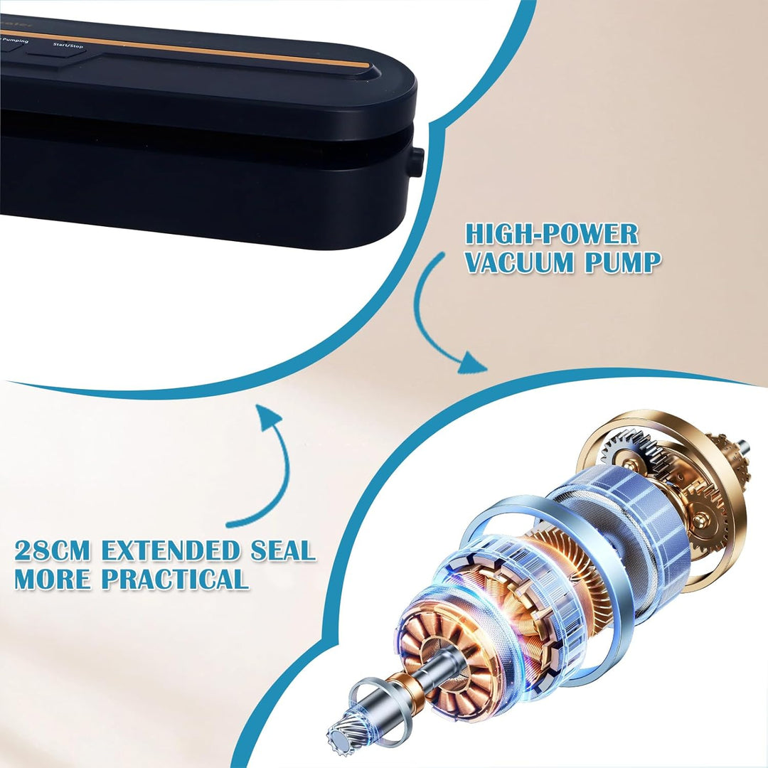 Vakuumiergerät, Automatischer Vakuumierer mit 10 Vakuumbeuteln Folienschweissgerät für die Konservie