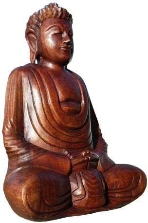 Wogeka - Super schöner 30 cm Buddha Meditation - Handarbeit aus Holz geschnitzt als besondere Gesche