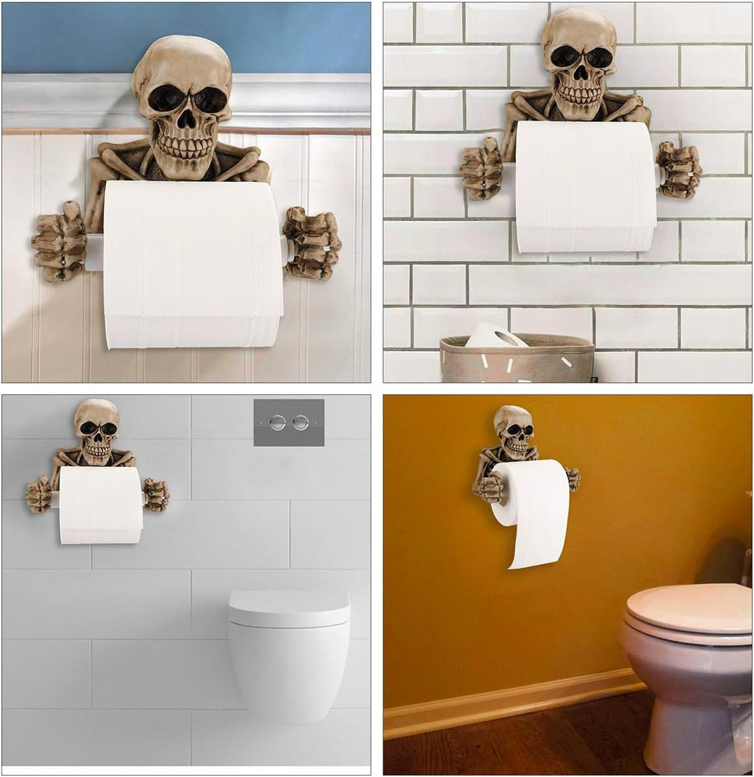 Namvo Skelett-Rollenhalter, Retro-Totenkopf-Toilettenpapierhalter, Harz, moderner wandmontierter Pap