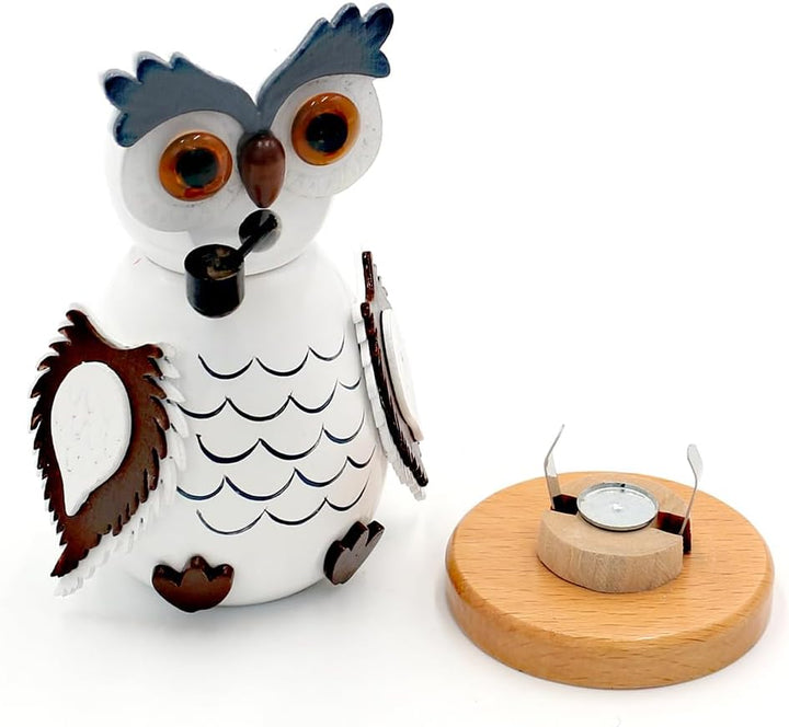 Dekohelden24 Holz-Räucherfigur Eule in weiss, L/B/H 7,5 x 6 x 12 cm Natur 12 cm, Natur 12 cm